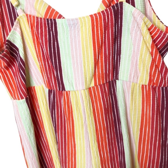 Wild Fable Colorful Rainbow Striped Front Knot Spaghetti Strap Romper - Picture 9 of 16